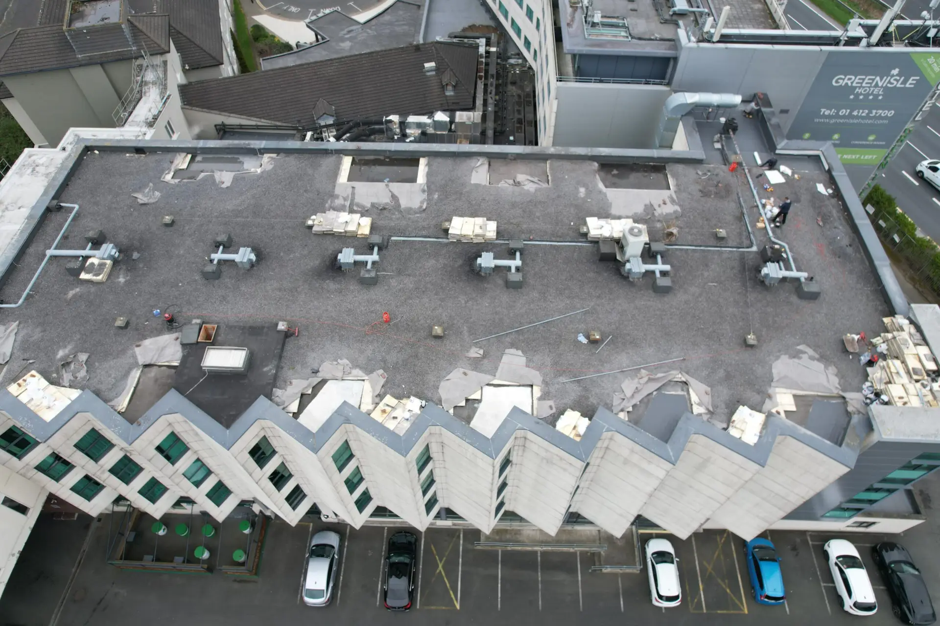Commercial Flat Roof Repair & Waterproofing at Green Isle Hotel by MJ Roofing