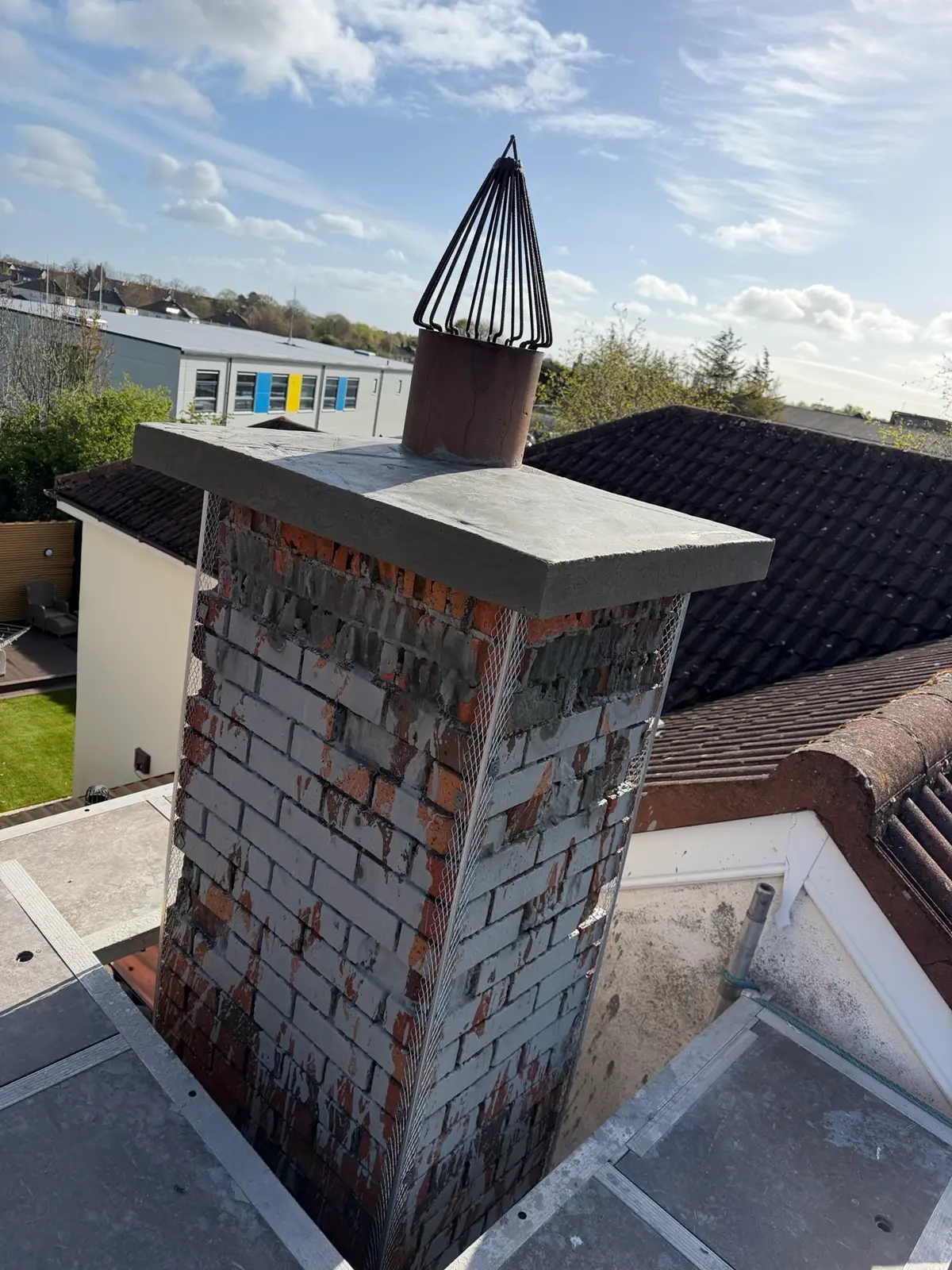 Chimney flashing repair by MJ roofing in dundrum